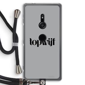 CaseCompany Topwijf Grijs Zwart: Sony Xperia XZ2 Transparant Hoesje met koord
