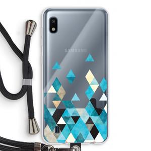 CaseCompany Gekleurde driehoekjes blauw: Samsung Galaxy A10 Transparant Hoesje met koord