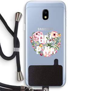 CaseCompany GRL PWR Flower: Samsung Galaxy J3 (2017) Transparant Hoesje met koord