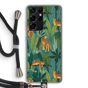 CaseCompany Luipaard 2: Samsung Galaxy S21 Ultra Transparant Hoesje met koord