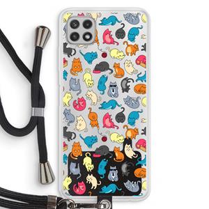 CaseCompany Kleurrijke katten: Samsung Galaxy A22 4G Transparant Hoesje met koord