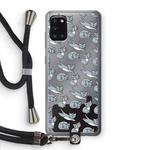 CaseCompany Poezen: Samsung Galaxy A31 Transparant Hoesje met koord