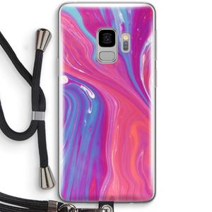 CaseCompany Paarse stroom: Samsung Galaxy S9 Transparant Hoesje met koord