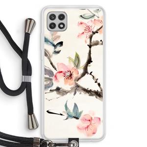 CaseCompany Japanse bloemen: Samsung Galaxy A22 4G Transparant Hoesje met koord