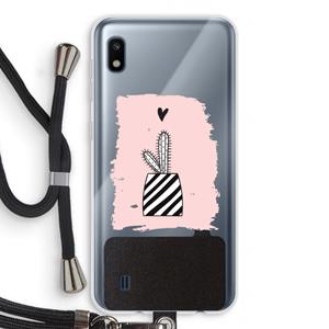 CaseCompany Zwart-wit cactus: Samsung Galaxy A10 Transparant Hoesje met koord