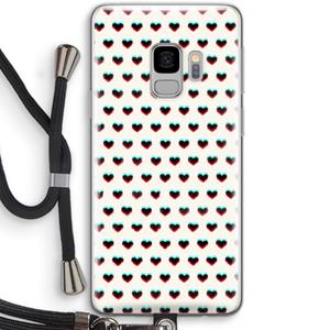 CaseCompany Hartjes: Samsung Galaxy S9 Transparant Hoesje met koord