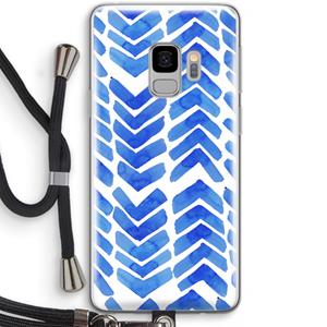 CaseCompany Blauwe pijlen: Samsung Galaxy S9 Transparant Hoesje met koord
