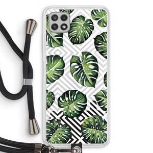 CaseCompany Geometrische jungle: Samsung Galaxy A22 4G Transparant Hoesje met koord