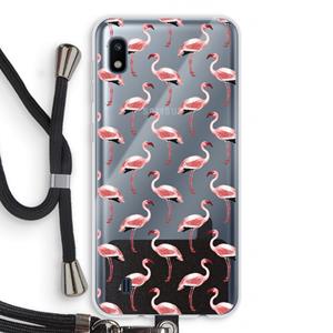 CaseCompany Flamingoprint groen: Samsung Galaxy A10 Transparant Hoesje met koord