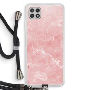 CaseCompany Roze marmer: Samsung Galaxy A22 4G Transparant Hoesje met koord