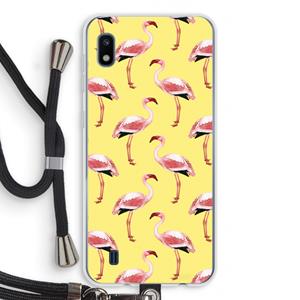 CaseCompany Flamingo's geel: Samsung Galaxy A10 Transparant Hoesje met koord