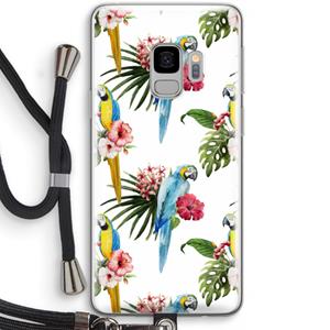 CaseCompany Kleurrijke papegaaien: Samsung Galaxy S9 Transparant Hoesje met koord