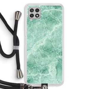 CaseCompany Groen marmer: Samsung Galaxy A22 4G Transparant Hoesje met koord