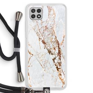 CaseCompany Goud marmer: Samsung Galaxy A22 4G Transparant Hoesje met koord
