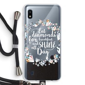 CaseCompany Diamonds: Samsung Galaxy A10 Transparant Hoesje met koord