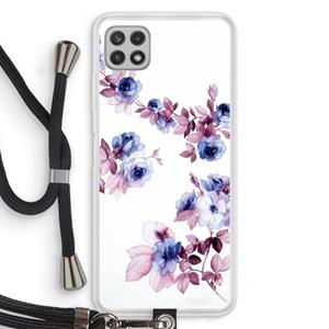CaseCompany Waterverf bloemen: Samsung Galaxy A22 4G Transparant Hoesje met koord