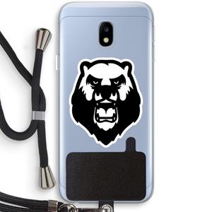 CaseCompany Angry Bear (white): Samsung Galaxy J3 (2017) Transparant Hoesje met koord