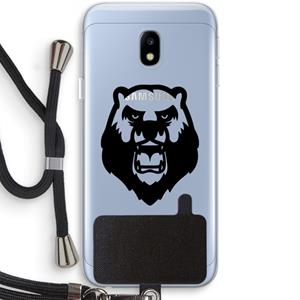 CaseCompany Angry Bear (black): Samsung Galaxy J3 (2017) Transparant Hoesje met koord
