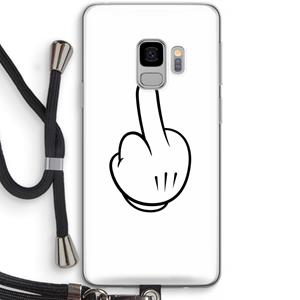 CaseCompany Middle finger white: Samsung Galaxy S9 Transparant Hoesje met koord