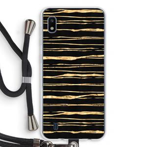 CaseCompany Gouden strepen: Samsung Galaxy A10 Transparant Hoesje met koord
