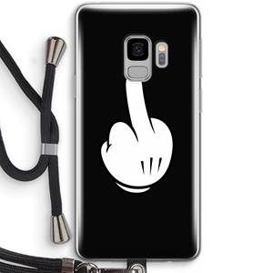 CaseCompany Middle finger black: Samsung Galaxy S9 Transparant Hoesje met koord