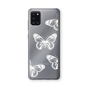 CaseCompany White butterfly: Samsung Galaxy A31 Transparant Hoesje