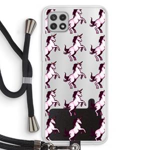 CaseCompany Musketon Unicorn: Samsung Galaxy A22 4G Transparant Hoesje met koord