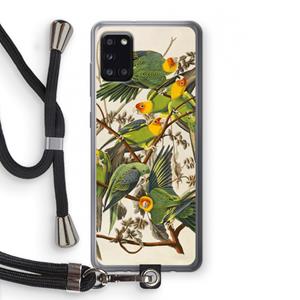CaseCompany Carolinaparkiet: Samsung Galaxy A31 Transparant Hoesje met koord