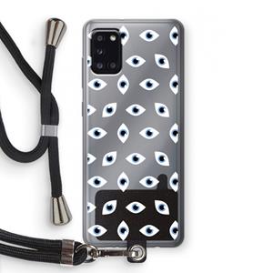 CaseCompany Eyes pattern: Samsung Galaxy A31 Transparant Hoesje met koord