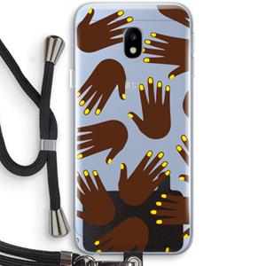 CaseCompany Hands dark: Samsung Galaxy J3 (2017) Transparant Hoesje met koord