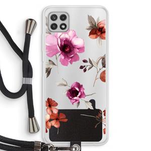 CaseCompany Geschilderde bloemen: Samsung Galaxy A22 4G Transparant Hoesje met koord