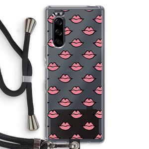 CaseCompany Lipjes: Sony Xperia 5 Transparant Hoesje met koord