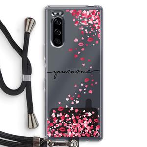 CaseCompany Hartjes en kusjes: Sony Xperia 5 Transparant Hoesje met koord