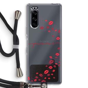 CaseCompany Kusjes: Sony Xperia 5 Transparant Hoesje met koord