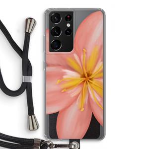 CaseCompany Pink Ellila Flower: Samsung Galaxy S21 Ultra Transparant Hoesje met koord