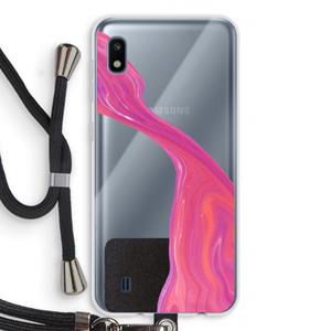 CaseCompany Paarse stroom: Samsung Galaxy A10 Transparant Hoesje met koord