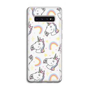 CaseCompany Rainbow Unicorn: Samsung Galaxy S10 4G Transparant Hoesje