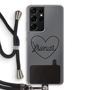 CaseCompany Friends heart black: Samsung Galaxy S21 Ultra Transparant Hoesje met koord