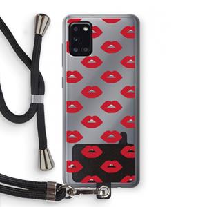 CaseCompany Lips: Samsung Galaxy A31 Transparant Hoesje met koord