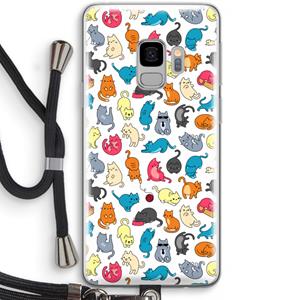 CaseCompany Kleurrijke katten: Samsung Galaxy S9 Transparant Hoesje met koord
