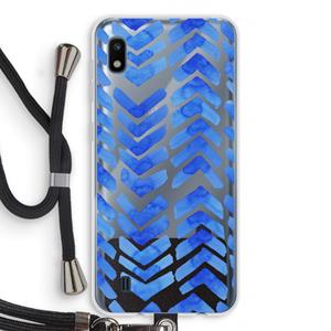 CaseCompany Blauwe pijlen: Samsung Galaxy A10 Transparant Hoesje met koord
