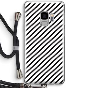 CaseCompany Strepen zwart-wit: Samsung Galaxy S9 Transparant Hoesje met koord