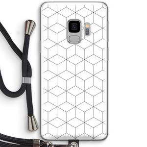 CaseCompany Zwart-witte kubussen: Samsung Galaxy S9 Transparant Hoesje met koord