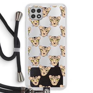 CaseCompany Tijger: Samsung Galaxy A22 4G Transparant Hoesje met koord