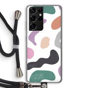 CaseCompany Memphis Shapes: Samsung Galaxy S21 Ultra Transparant Hoesje met koord