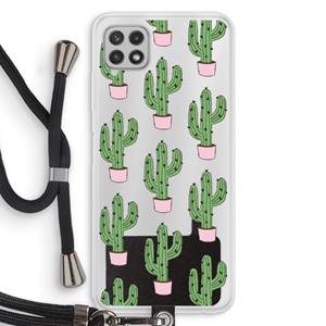 CaseCompany Cactus Lover: Samsung Galaxy A22 4G Transparant Hoesje met koord