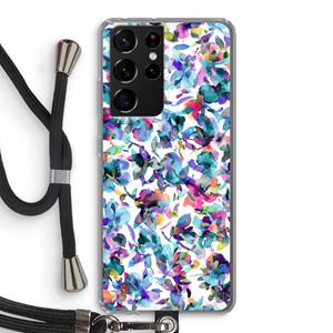 CaseCompany Hibiscus Flowers: Samsung Galaxy S21 Ultra Transparant Hoesje met koord