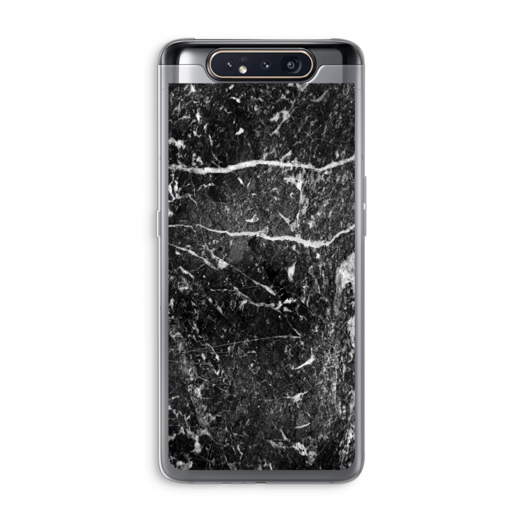 CaseCompany Zwart marmer: Samsung Galaxy A80 Transparant Hoesje
