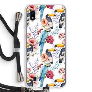 CaseCompany Bloemen tukan: Samsung Galaxy A10 Transparant Hoesje met koord