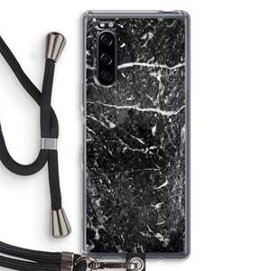 CaseCompany Zwart marmer: Sony Xperia 5 Transparant Hoesje met koord